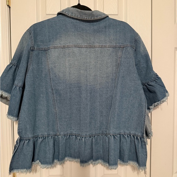 TOV Denim Ruffle Jacket - Picture 2 of 9